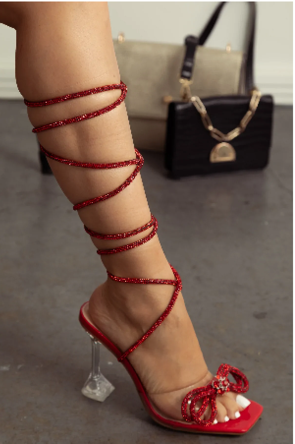  Red Lace Up Heels