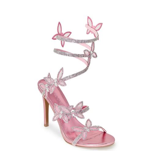Wild Diva Berlin-527 Pink Butterfly Slinky Style High Heels